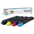 MADE IN USA TONER Compatible Replacement for use in Kyocera Ecosys M8130cidn Ecosys M8124cidn TK-8117 TK-8117K TK-8117C TK-8117M TK-8117Y Black Cyan Yellow Magenta 4-Pack