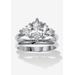 Women's 2 Tcw Marquise Cubic Zirconia Platinum-Plated Bridal Ring Set by PalmBeach Jewelry in Platinum (Size 7)