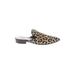 BLEECKER & BOND Mule/Clog: Slip-on Chunky Heel Bohemian Brown Leopard Print Shoes - Women's Size 7 1/2 - Almond Toe