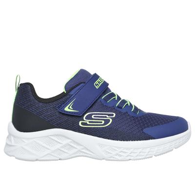 Skechers Boy's Microspec II - Zovrix Sneaker | Size 10.5 | Navy/Blk/Lime | Textile/Synthetic | Machine Washable