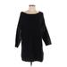 Zara Casual Dress - Shift Boatneck 3/4 sleeves: Black Solid Dresses - Women's Size Small