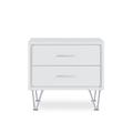 George Oliver Finney 2-Drawer Accent Table w/ Hairpin Legs Wood/Metal in White | 18.5 H x 20.5 W x 16.5 D in | Wayfair