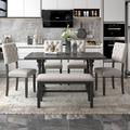 Red Barrel Studio® 6-Piece Dining Table & Chair Set w/ Special-shaped Legs Wood in Gray | Wayfair D33B2D38E4F84D6BB4A7981FA75AEB8F