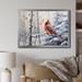 Red Barrel Studio® Canada Red Cardinal Bird Winter Wonderland I Framed On Canvas Print Canvas, Cotton in Red/White | 12 H x 20 W x 1 D in | Wayfair