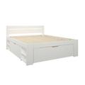 Lit rangement en bois massif blanc 140 x 190 cm