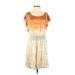 Club Monaco Casual Dress - Mini Scoop Neck Short sleeves: Tan Tie-dye Dresses - Women's Size 00