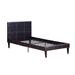 Enticing Twin Bed,Faux Leather With 12 Slats , Espresso,Brown