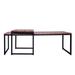 48, 27 Inch 2 Piece Rectangular Wood Nesting Coffee and End Table Set, Sled Metal Base, Brown, Black - 48" x 24" x 16"