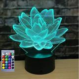 YSTIAN 3D Lotus Flower Night Light Lamp Illusion Night Light 16 Color Changing Table Desk Decoration Lamps Gift Acrylic Flat ABS Base USB Cable Toy