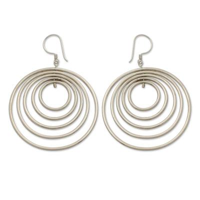 Sterling silver dangle earrings, 'Five Haloes'