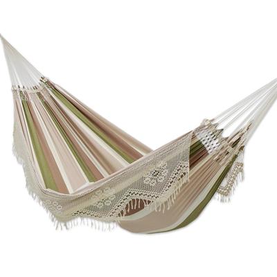 Isle of Palms,'Striped Cotton Hammock in Earth Ton...