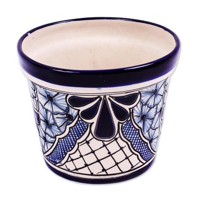 Cobalt Garden,'Small Cobalt Ceramic Flower Pot (6.25 Inch Diameter)'