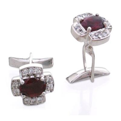 'Sophisticate' - Men's Sterling Silver Garnet Cufflinks Cubic Zirconia