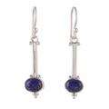 Royal Pendulum,'Modern Sterling Silver and Lapis Lazuli Dangle Earrings'