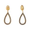 'Textured Gold-Plated Dangle Earrings with Labradorite Chips'