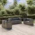 Gecheer 7 Piece Patio Set with Cushions Gray Poly Rattan
