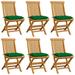 vidaXL Patio Chairs with Green Cushions 6 pcs Solid Teak Wood