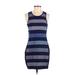 Splendid Casual Dress - Sheath Scoop Neck Sleeveless: Blue Stripes Dresses - Women's Size Small