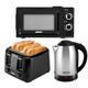 Geepas Electric Kettle 4 Slice Bread Toaster & Microwave Kitchen Set | 1500W 1.8L Cordless Jug Kettle | 1400W Toaster with 6 Level Browning Control | 700W Solo Manual Dial Microwave 20L | Stylish Set