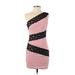 Hailey Logan by Adrianna Papell Casual Dress - Bodycon One Shoulder Sleeveless: Pink Dresses - Women's Size 5