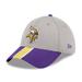 Men's New Era Heather Gray/Purple Minnesota Vikings Striped 39THIRTY Flex Hat