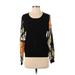 leo & ugo Long Sleeve Top Black Print Scoop Neck Tops - Women's Size 2