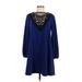 Amanda Uprichard Casual Dress - Mini Boatneck Long sleeves: Blue Dresses - Women's Size X-Small