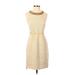 Elie Tahari Casual Dress - Sheath: Yellow Tweed Dresses - Women's Size 2