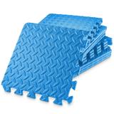 12 Gym Exercise Flooring Mats - 12" Foam Workout Floor Tiles - Blue - Small