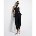 River Island Womens Black Zip Cuffed Cargo Trousers