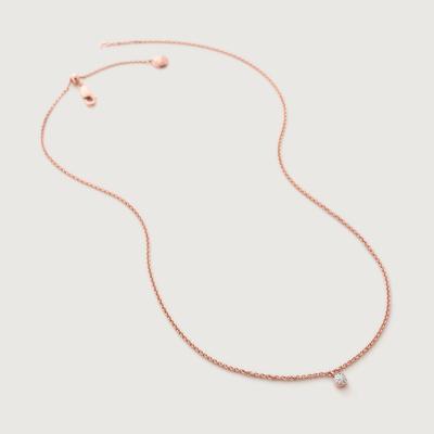 Rose Gold Fiji Tiny Button Single Diamond Necklace Adjustable 43cm/17' Diamond