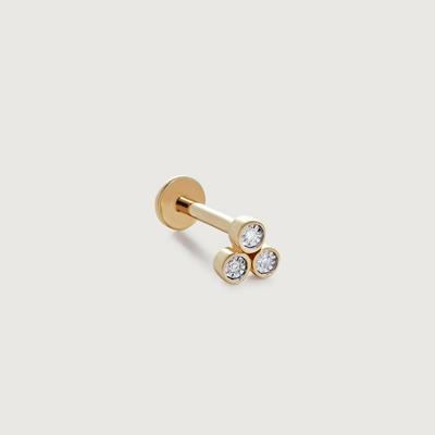 Gold Diamond Cluster Single Labret Piercing Earring Diamond