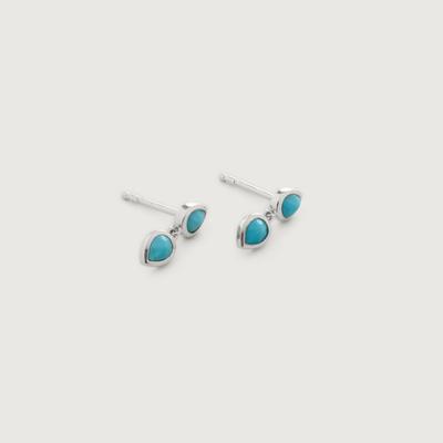 Sterling Silver Double Teardrop Stud Earrings Turquoise