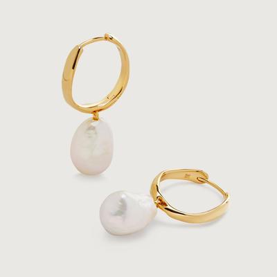 Gold Nura Reef Baroque Pearl Large Hoop Earrings Pearl