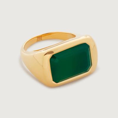 Gold Power Cocktail Ring Green Onyx