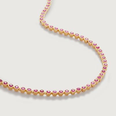 Gold Gemstone Essential Tennis Necklace Adjustable 41-46cm/16-18' Pink Quartz