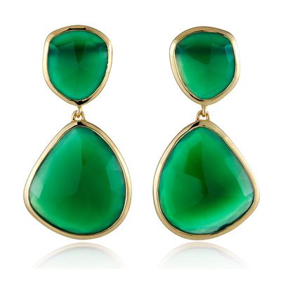 Siren Green Onyx Cocktail Earrings, Gold Vermeil on Silver