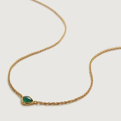 Gold Siren Mini Nugget Necklace Adjustable 46cm/18' Green Onyx