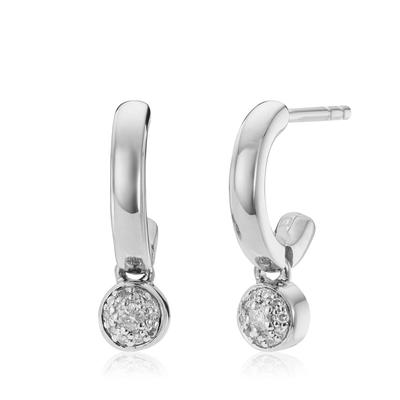 Sterling Silver Fiji Tiny Button Diamond Mini Huggie Earrings - Diamond Diamond