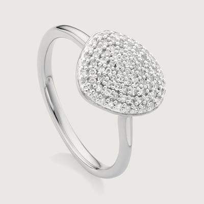 Sterling Silver Nura Pebble Stacking Diamond Ring Diamond
