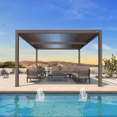 PURPLE LEAF Bronze Louvered Pergola with Adjustable Roof for Deck Backyard Garden Hardtop Gazebo