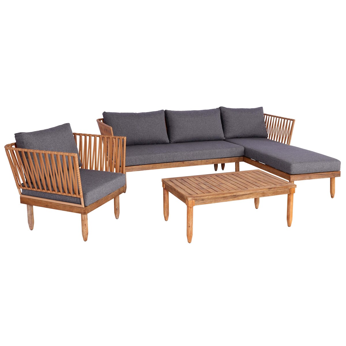 Mendler Garten-Garnitur HWC-L29, Garnitur Sitzgruppe Lounge-Set Sofa, Akazie Holz MVG-zertifiziert ~ dunkelgrau Image