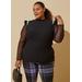 Plus Size Faux Pearl Mesh Sleeved Top