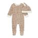 Burt s Bees Baby Boy or Girl Gender Neutral Organic Cotton Micro Gingham Footed Jumpsuit & Knot Top Hat Set Sizes Newborn-9 Months