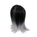 High-temperature Synthetic Shoulder Length Fiber 3/7 Part Straight Women s Ombre 2 Tones Full Wigs / Hair Dark Roots (Black+Ligh
