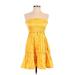 Lovers + Friends Casual Dress - Mini Strapless Sleeveless: Yellow Print Dresses - Women's Size Small
