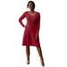 Plus Size Women's Cotton Ribbed Sweater Dress by Jessica London in Rich Burgundy (Size 26/28)