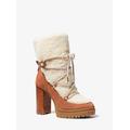 Michael Kors Culver Sherpa and Nubuck Lace-Up Boot Brown 7.5