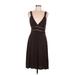 Michael Kors Cocktail Dress - A-Line V Neck Sleeveless: Brown Solid Dresses - Women's Size 8