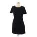 One Clothing Casual Dress - Sheath Scoop Neck Short sleeves: Black Print Dresses - Women's Size Medium